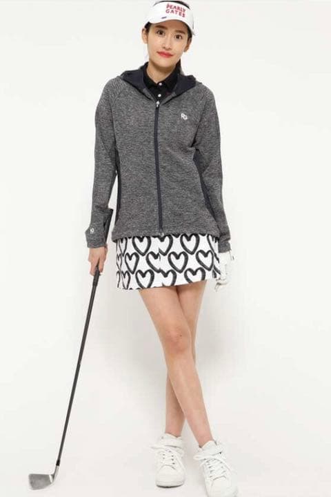 パーリーゲイツ ストレッチスカート 落書きハート柄プリントサイズ0