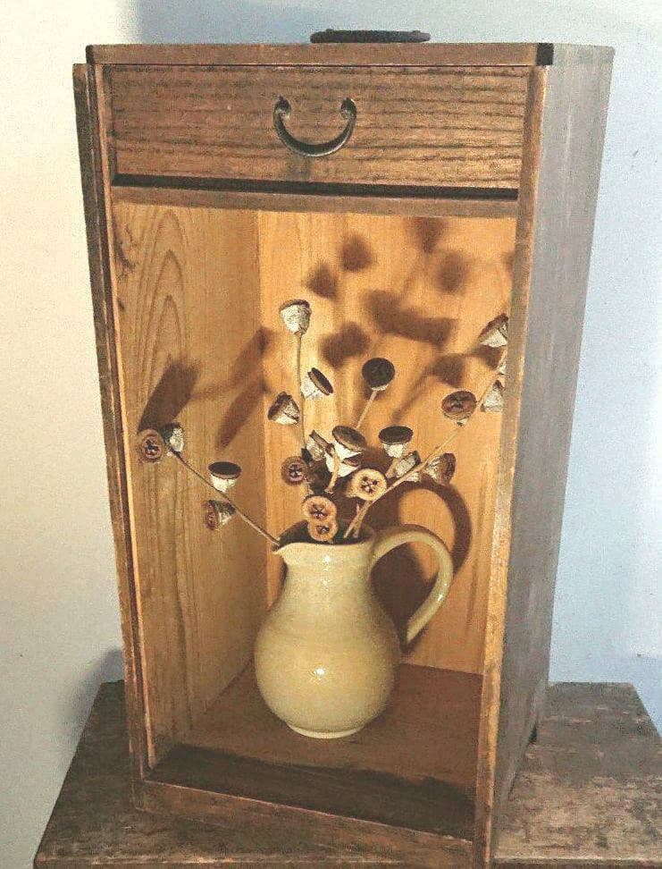 アンティーク引き出し付き棚 レトロ木製棚