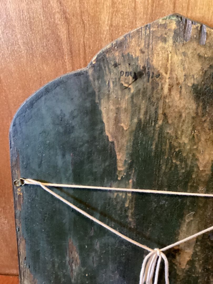 中国・雲南 シャングリラ　チベット文化圏 木製手描き花文様パネル　一点物