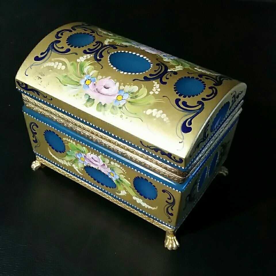 MURANO OPALINE FERRO ハイエナメル ハンドペイント 宝石箱