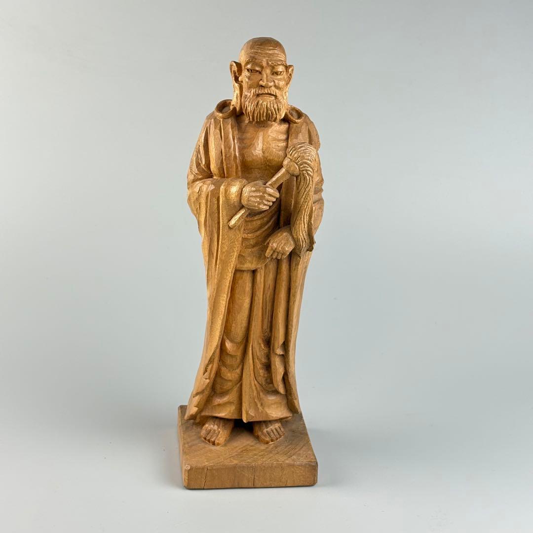 古美術 作家物 在銘 達磨 木彫 人物像 彫刻 アンティーク