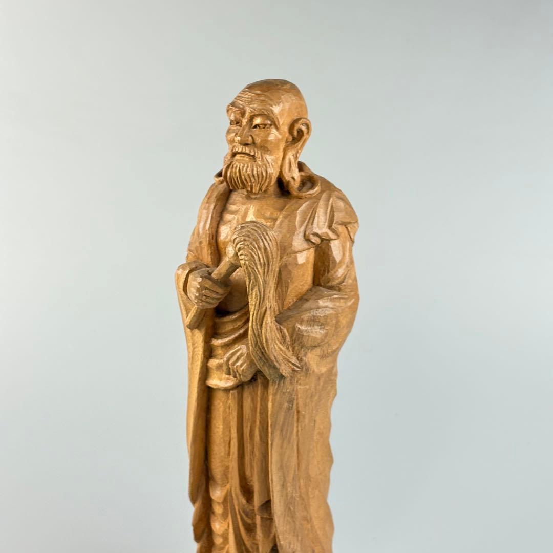 古美術 作家物 在銘 達磨 木彫 人物像 彫刻 アンティーク