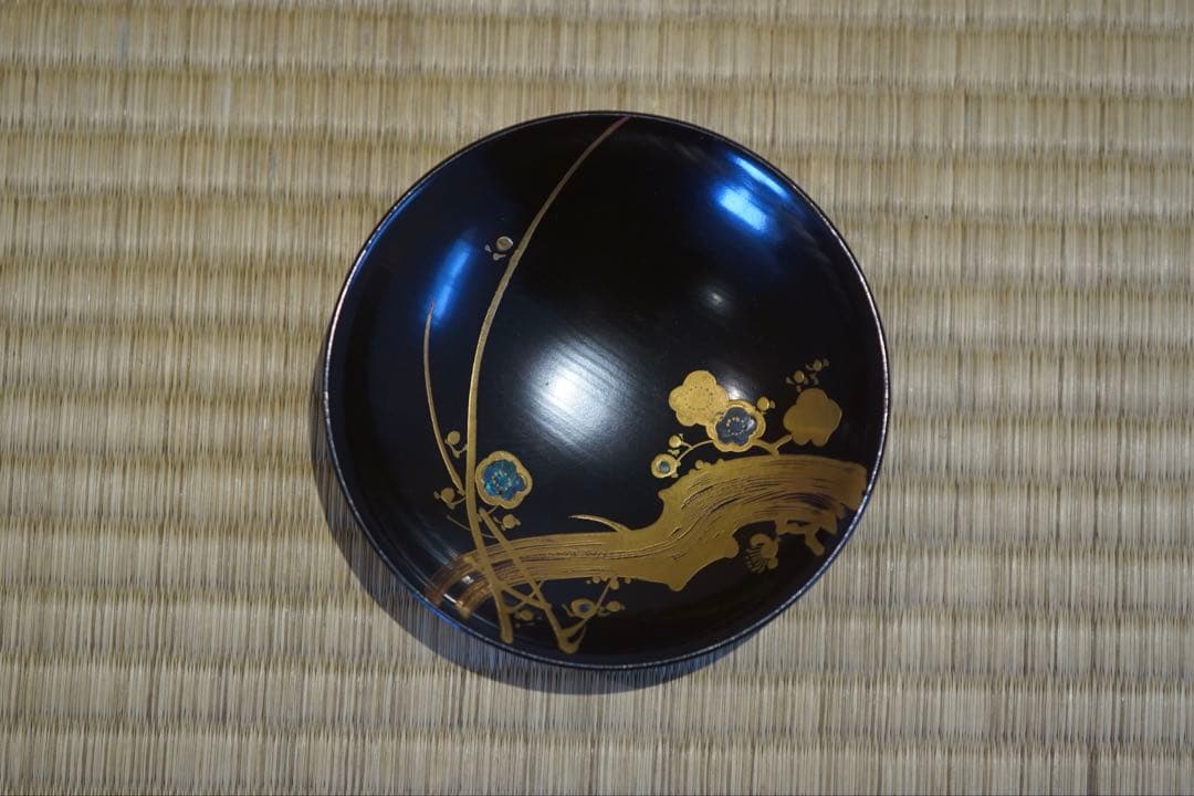梅蒔絵 螺鈿細工 溜塗 吸物椀 2客/ 木製漆器 茶懐石