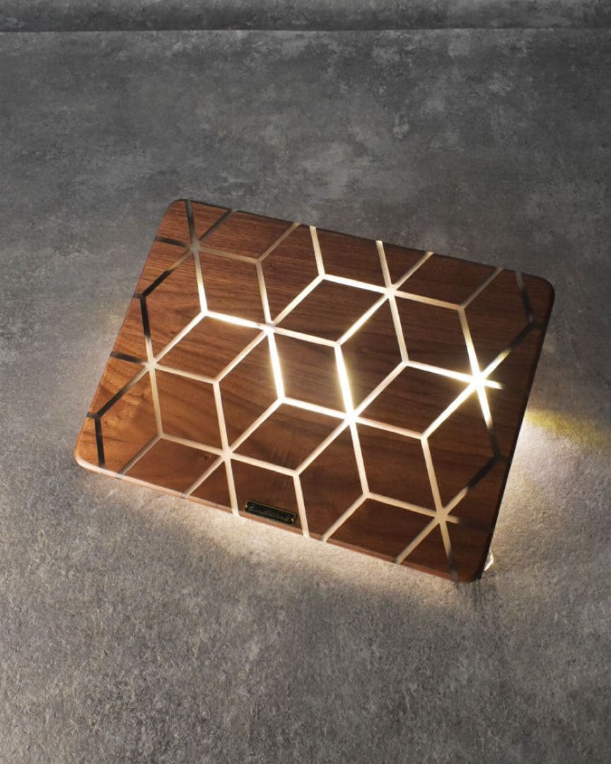 BundleWonk シェルコン 25 天板 レジン ウォルナット 幾何学 麻柄