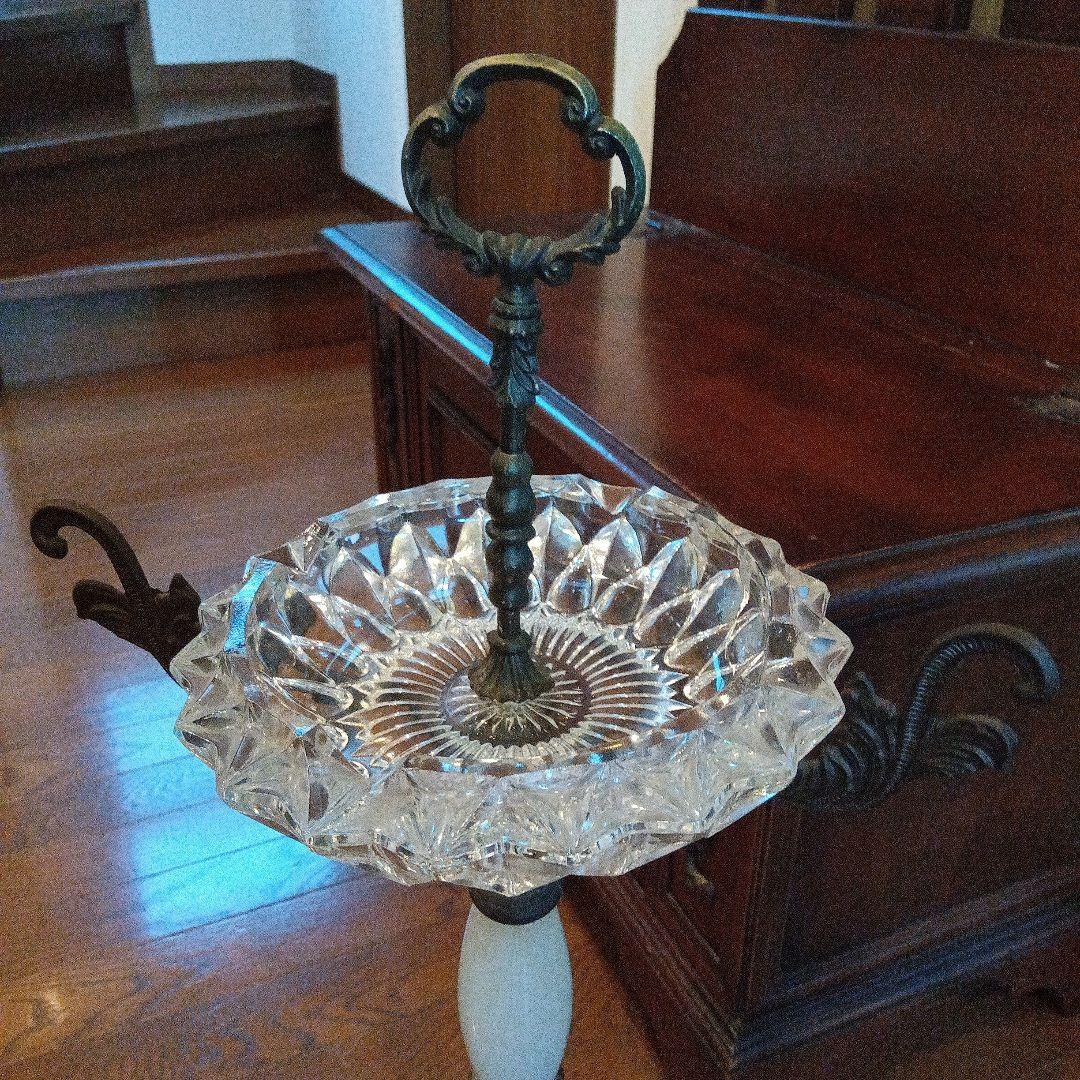 アンティーク ヨーロピアンクリスタルガラス スタンド灰皿