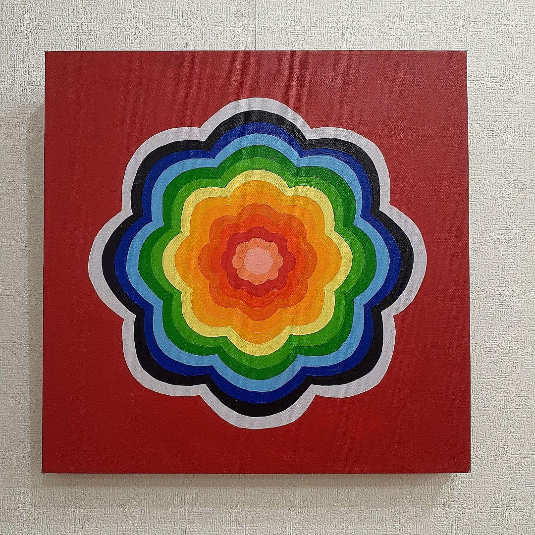 油絵　壁掛け曼荼羅　画家　小楠アキコ作品　サイズ40×40cm　三枚１セット