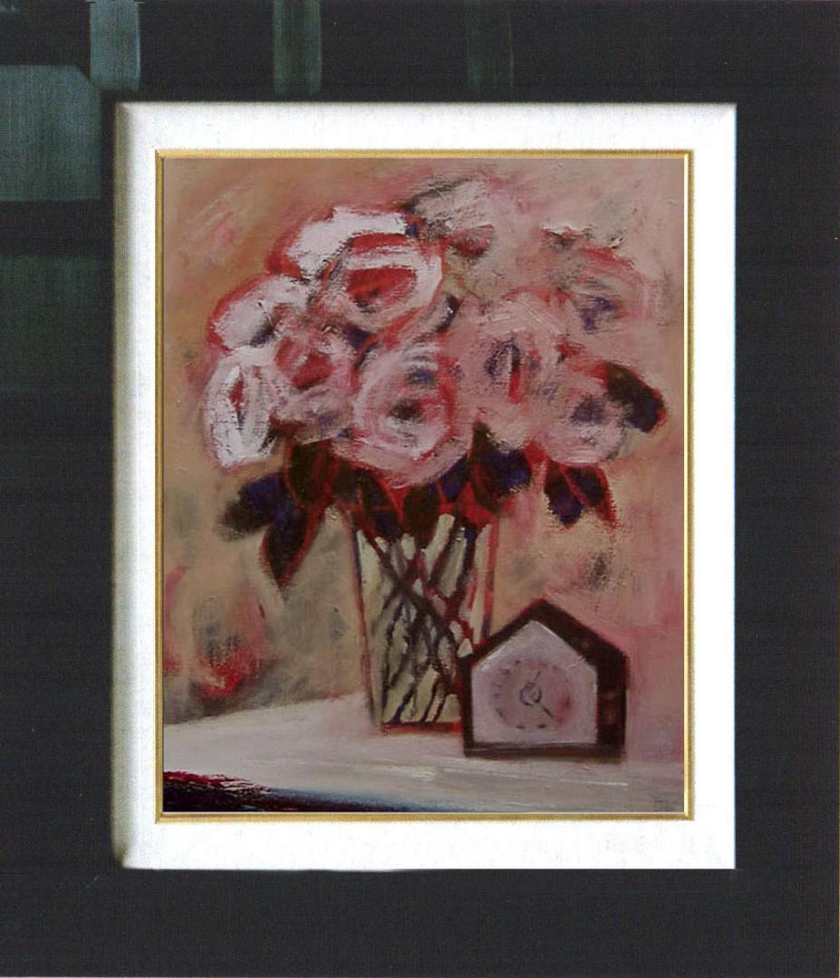 油絵 菅家令子 絵 絵画 インテリア 額付(白) uF6-112502 花