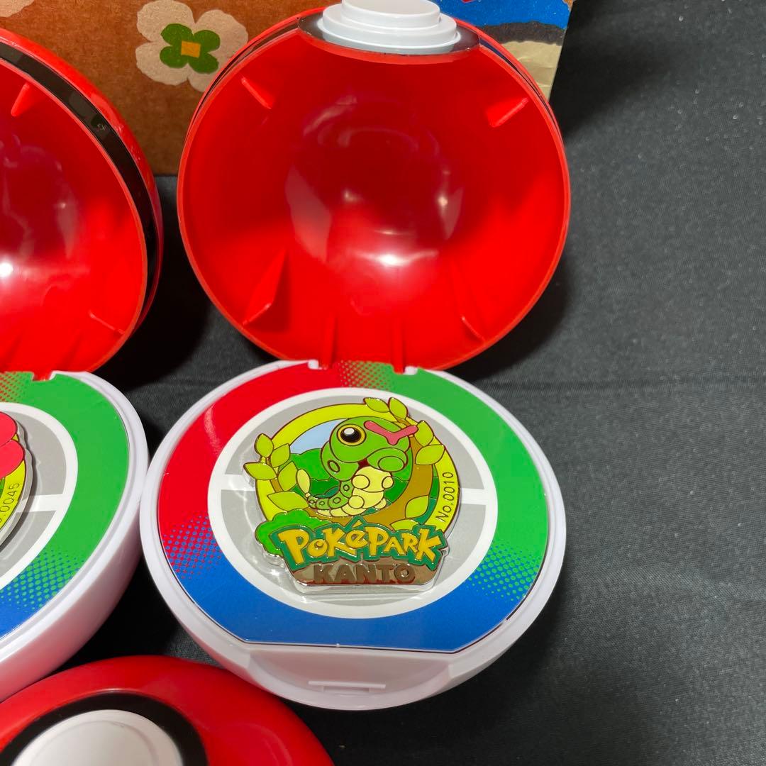 ポケパーク カントー ポケモンピンバッジ 5点＋＋モンスターボール＋袋セット