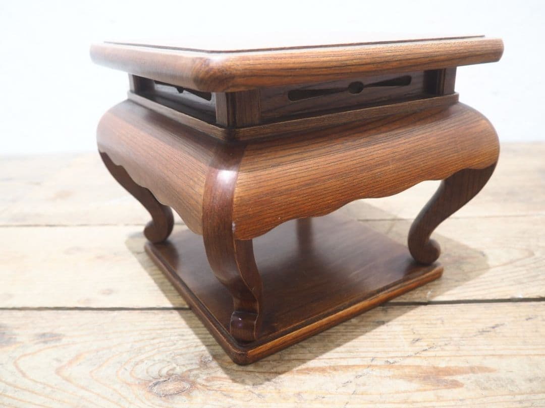 1234 アンティーク　欅の花台　展示台　香炉台　盆栽台　骨董　レトロ　けやき