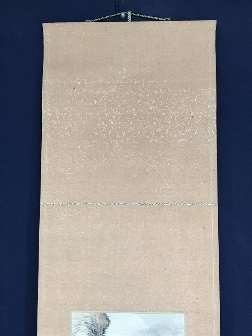 真作/服部五老/山水人物図/山水図/観月図/小品/横物/掛軸☆宝船☆AE-339