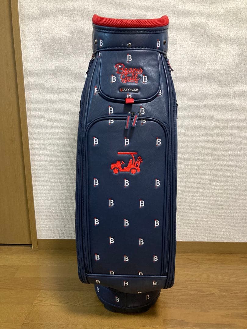 BEAMS ビームスゴルフ キャディバッグ オシャレ 可愛い ネイビー ティー柄