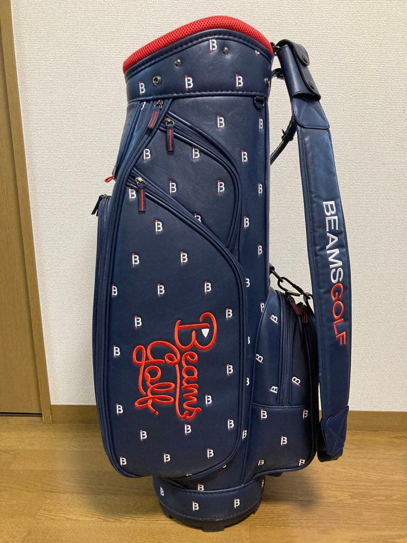 BEAMS ビームスゴルフ キャディバッグ オシャレ 可愛い ネイビー ティー柄