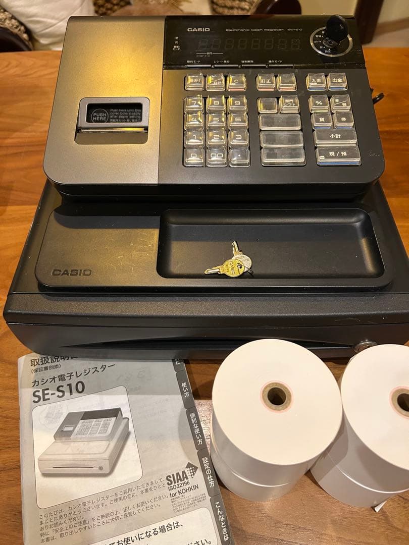カシオ　レジスター　SE-10 黒(ブラック) 説明書、ロール4個付き‼︎
