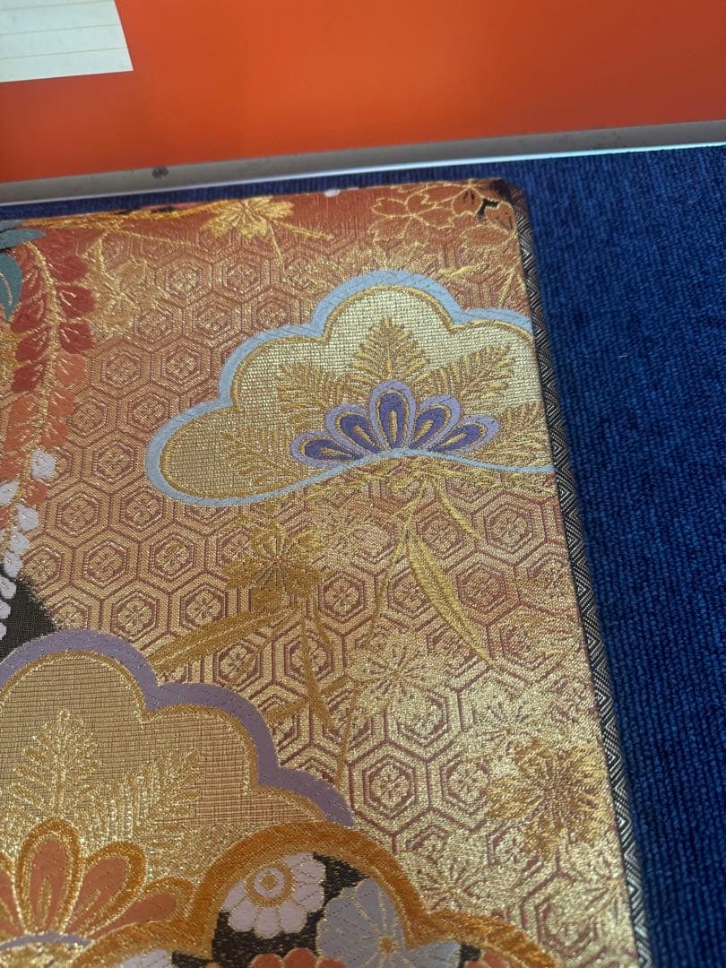 2661袋帯 古代彫金紋 西陣織 金糸　高級上質上品　約440cm 未使用