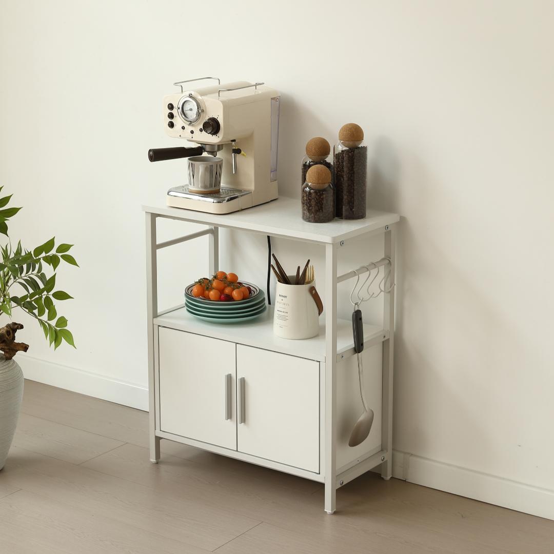 水槽台 水槽スタンド 耐荷重120kg 幅60cm 三段 フック付き 両開扉 白