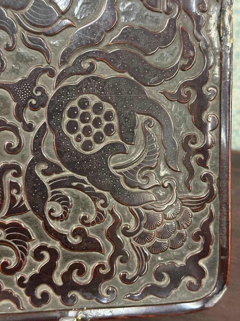 中國宋時代漆盤 古漆器 唐木 中國古美術 唐物 宋時代 東洋雕刻 長 18cm