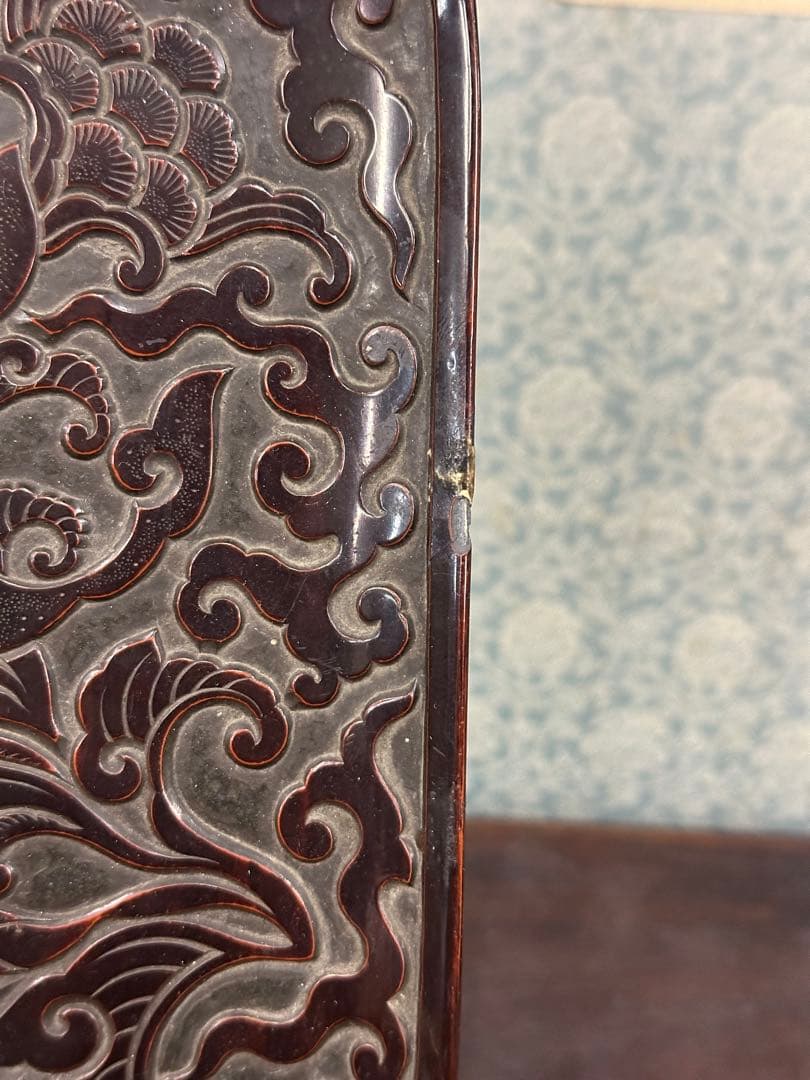 中國宋時代漆盤 古漆器 唐木 中國古美術 唐物 宋時代 東洋雕刻 長 18cm