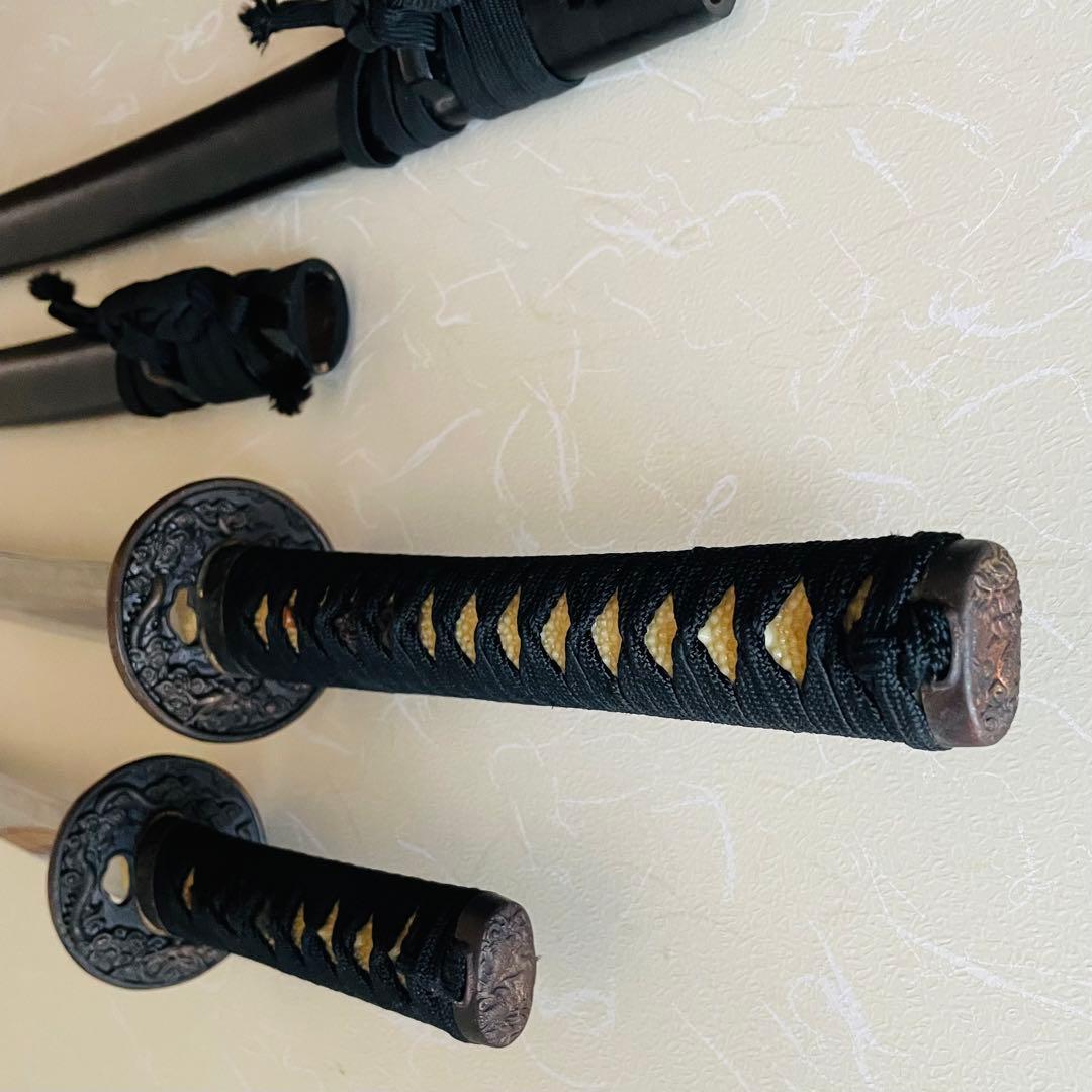 模造刀 日本刀 武具 刀剣 居合刀 2本セット 太刀 脇差 アンティーク w3