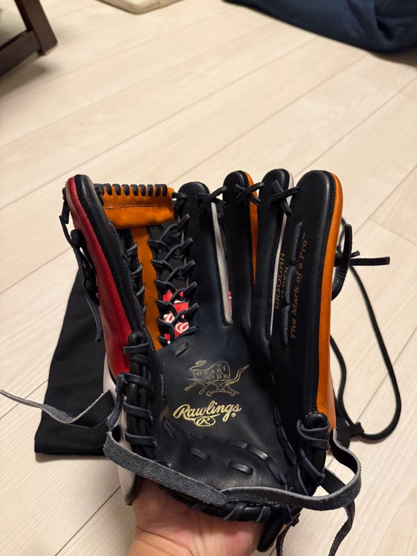 Rawlings ゴールドグラブ グレー/オレンジ 収納袋付き
