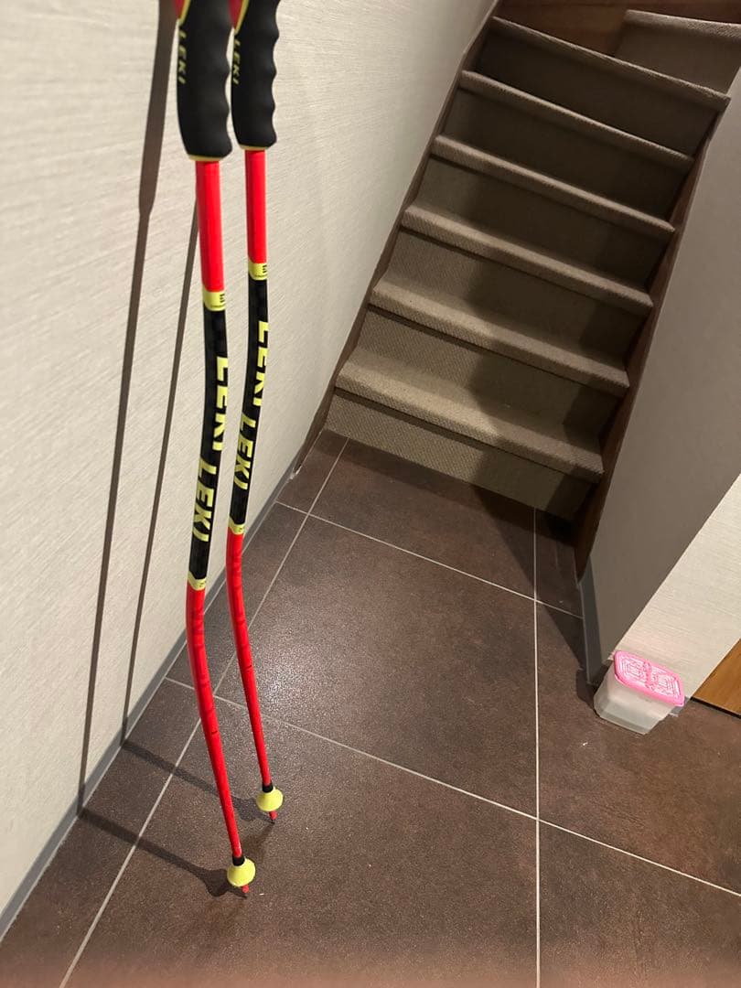 Leki 105cm スキー ストック 赤/黄色