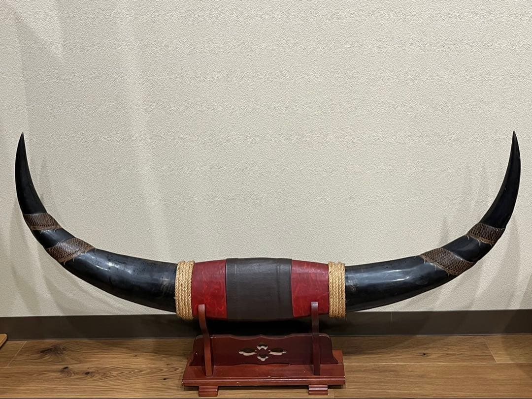 【送料込み】水牛の角　縁起物　骨董品　彫刻品　インテリア　アンティーク　芸術品