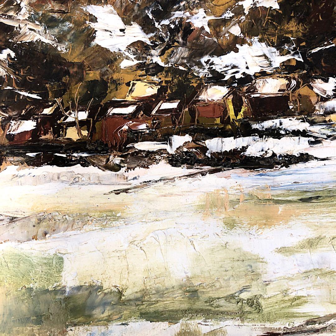 【山陰の風景】 ♦ 森下小枝子 ガラス絵 作家:初期作品 油絵 F4号