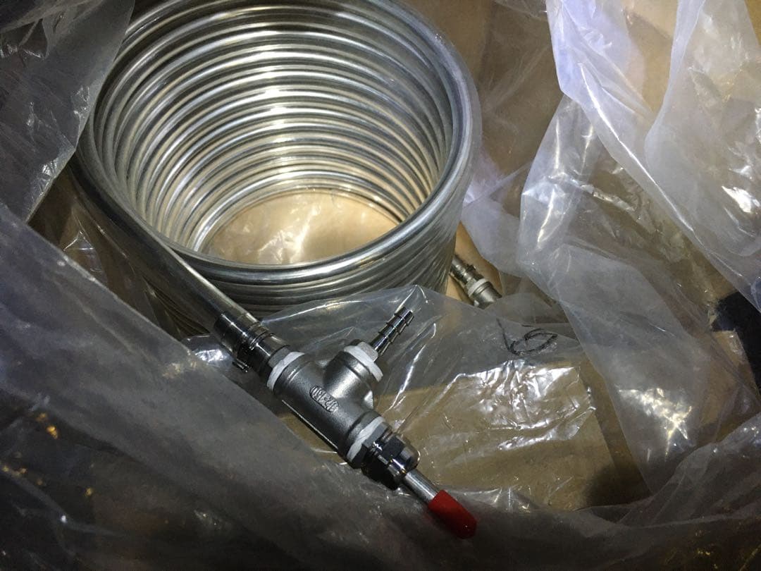 ワイン蒸留 二重管熱交換器 カウンターフロー冷却器 ステンレス　ビールの醸造にも