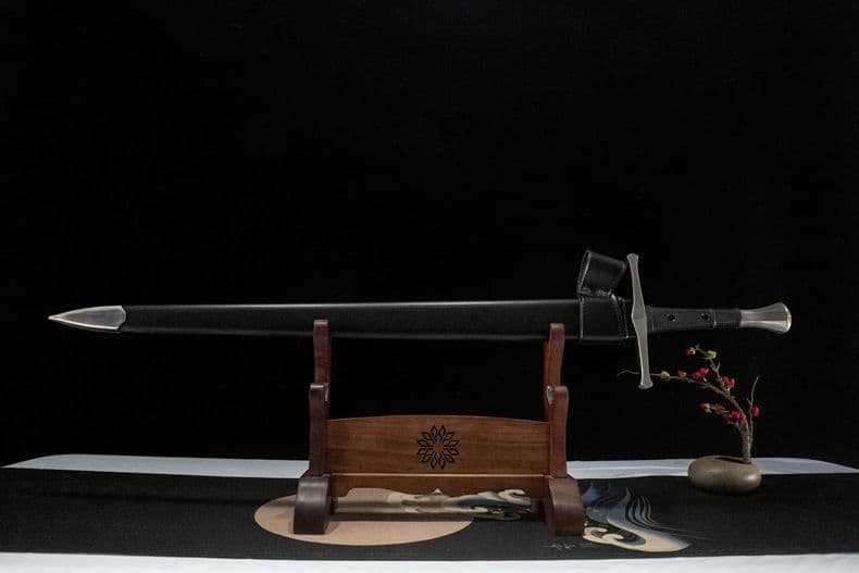 黒鞘 西洋剣 古兵器 武具 手鍛造打 鋼刀 冷兵器 護身工具 贈り物 長剣