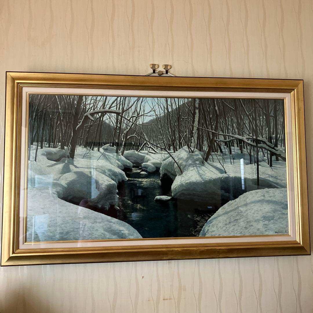 川島未雷　代表作　冬渓　奥入瀬　M60号　収納箱付き