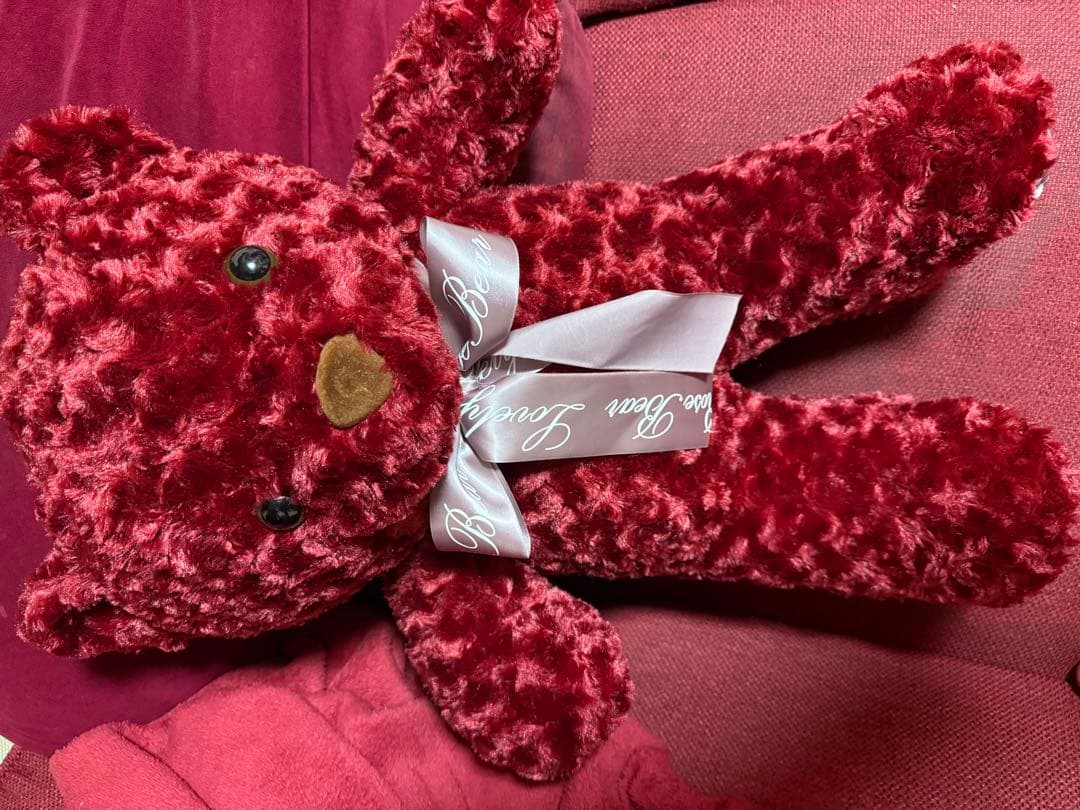 赤いクマのぬいぐるみ