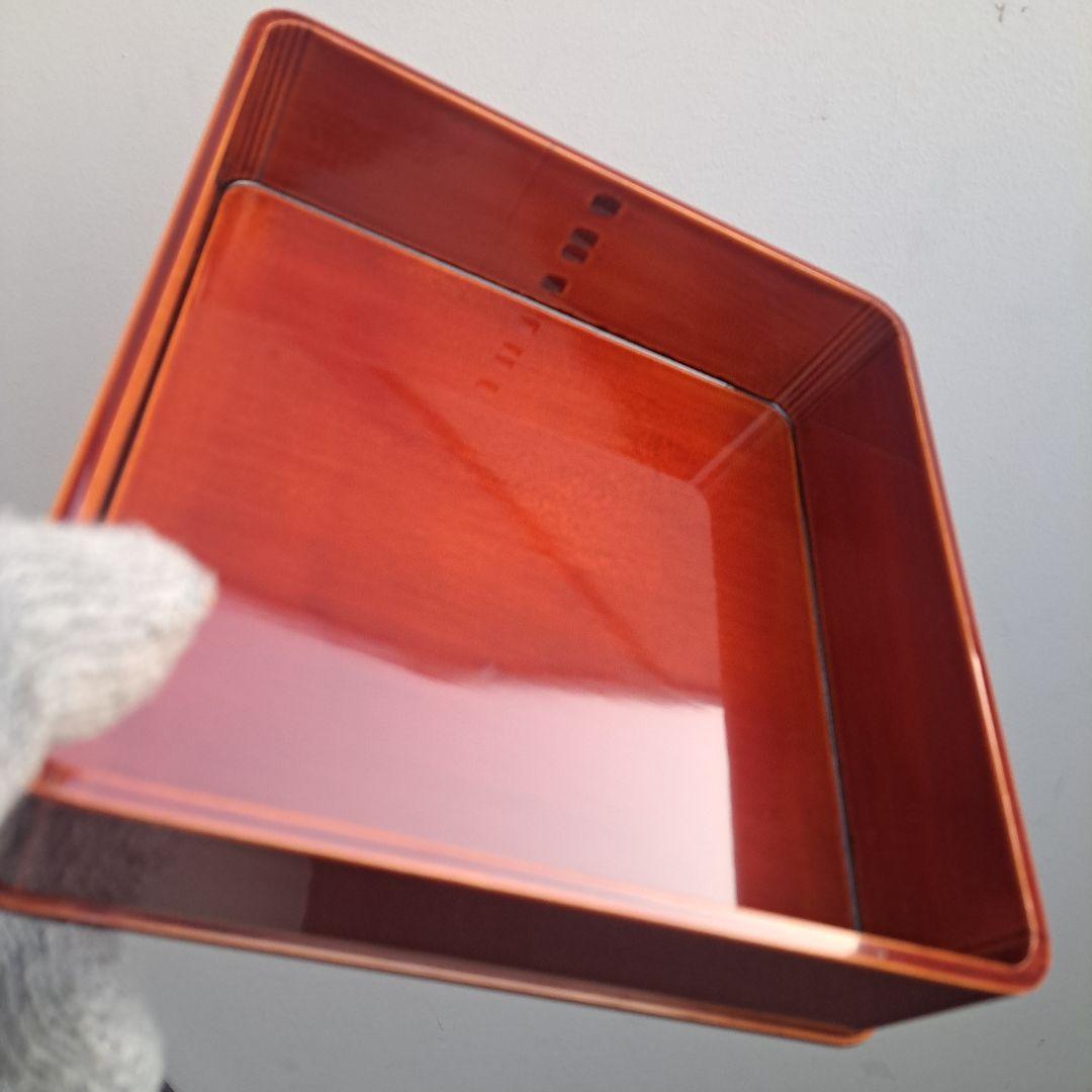 【飛騨春慶塗　6.5寸\"3段重箱】天然木製　曲げ細工　長期保管品