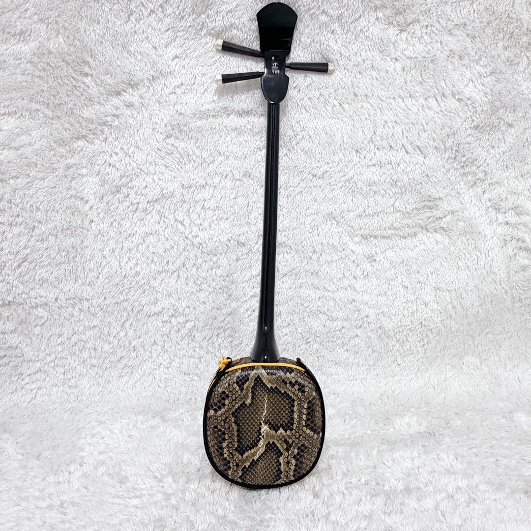 かしこ 沖縄 琉球 三線 本蛇革 本革 蛇革 本皮 蛇皮 爪 ケース付