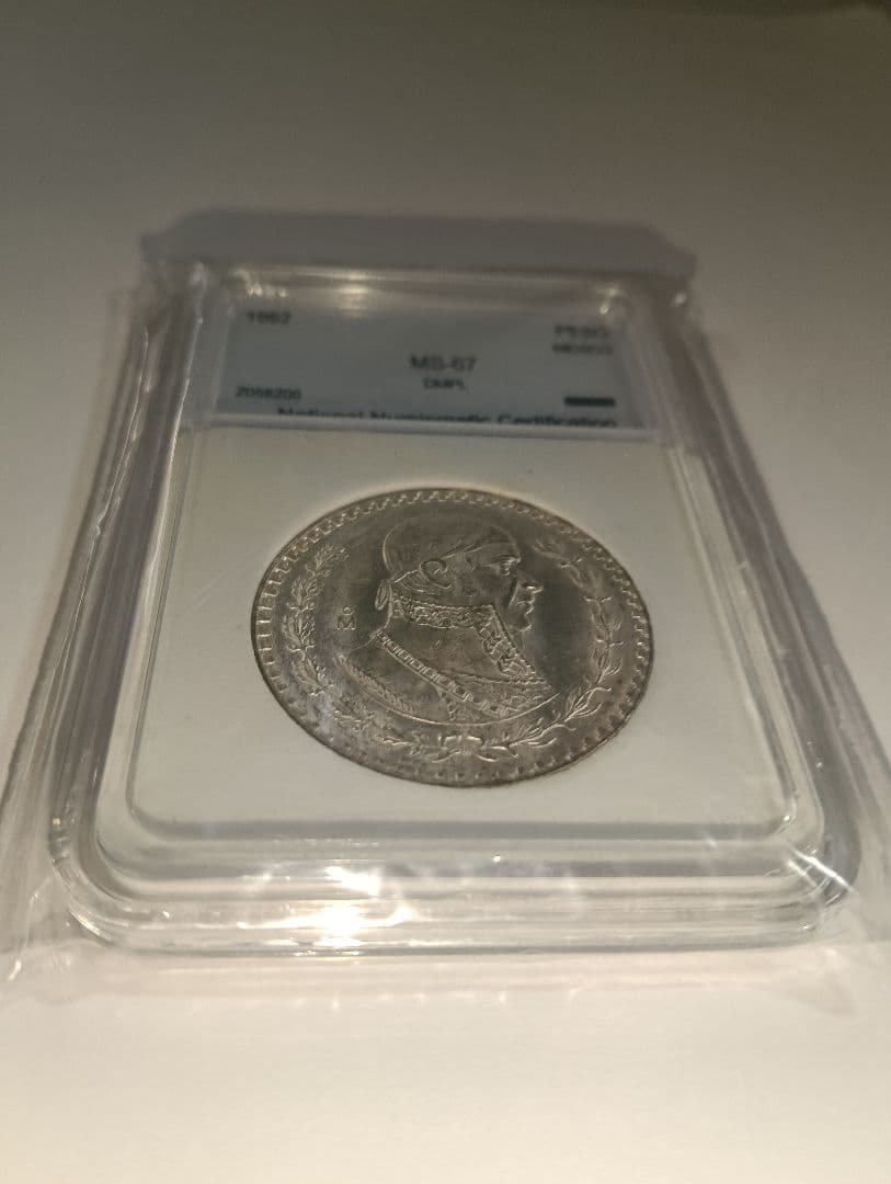 ☆激レア！☆1961 メキシコ シルバー 1ペソ PCGS MS7 スポットレス