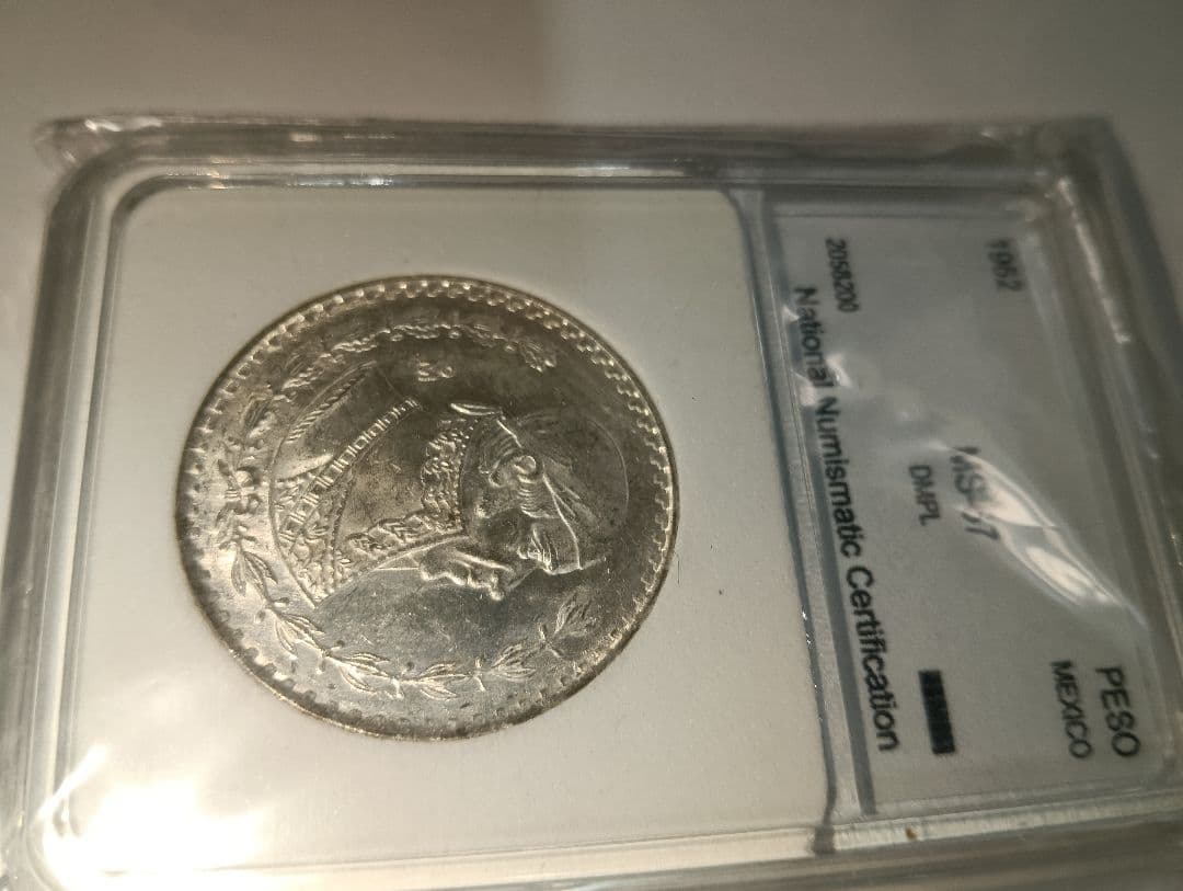 ☆激レア！☆1961 メキシコ シルバー 1ペソ PCGS MS7 スポットレス