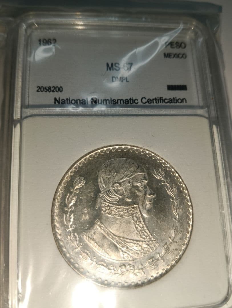 ☆激レア！☆1961 メキシコ シルバー 1ペソ PCGS MS7 スポットレス