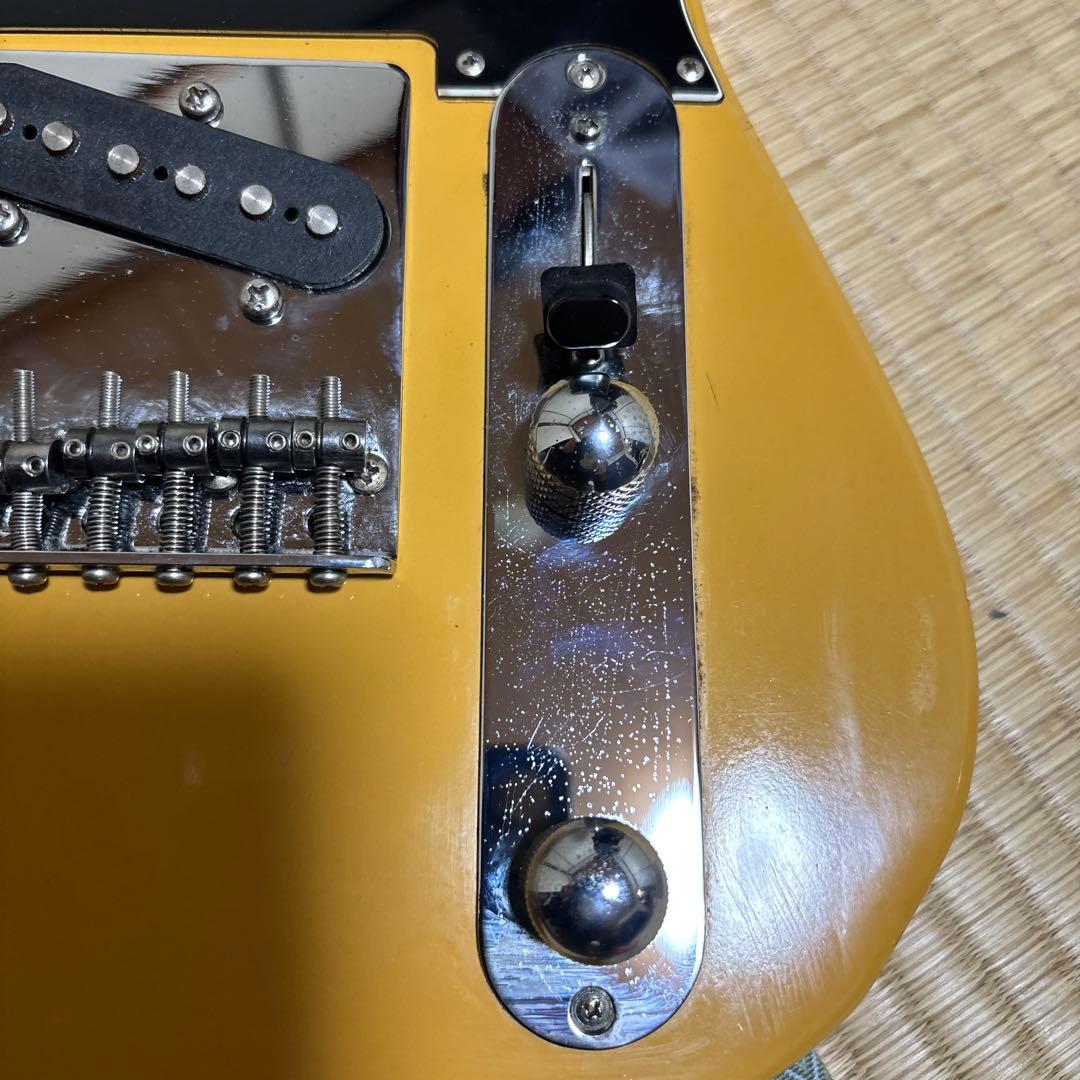 ミニテレキャスター エレキギター イエロー メーカー不明 21フレット