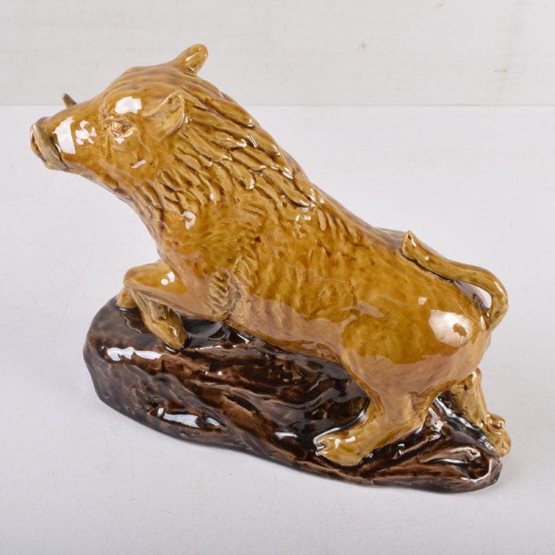 九谷焼　柳雨軒　三代八十吉　徳田正彦作　獅子　干支置物　共布共箱　C　8408A