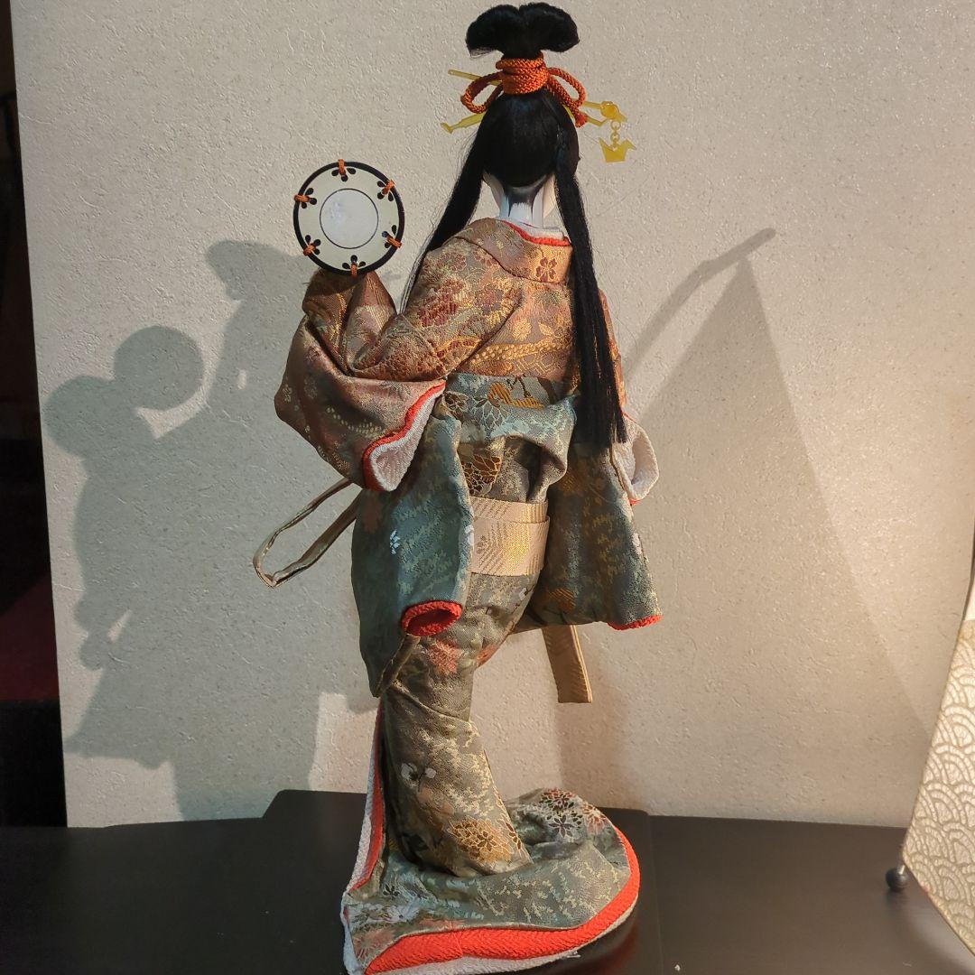 味岡映水頭　日本人形、尾山人形古代正絹　鼓