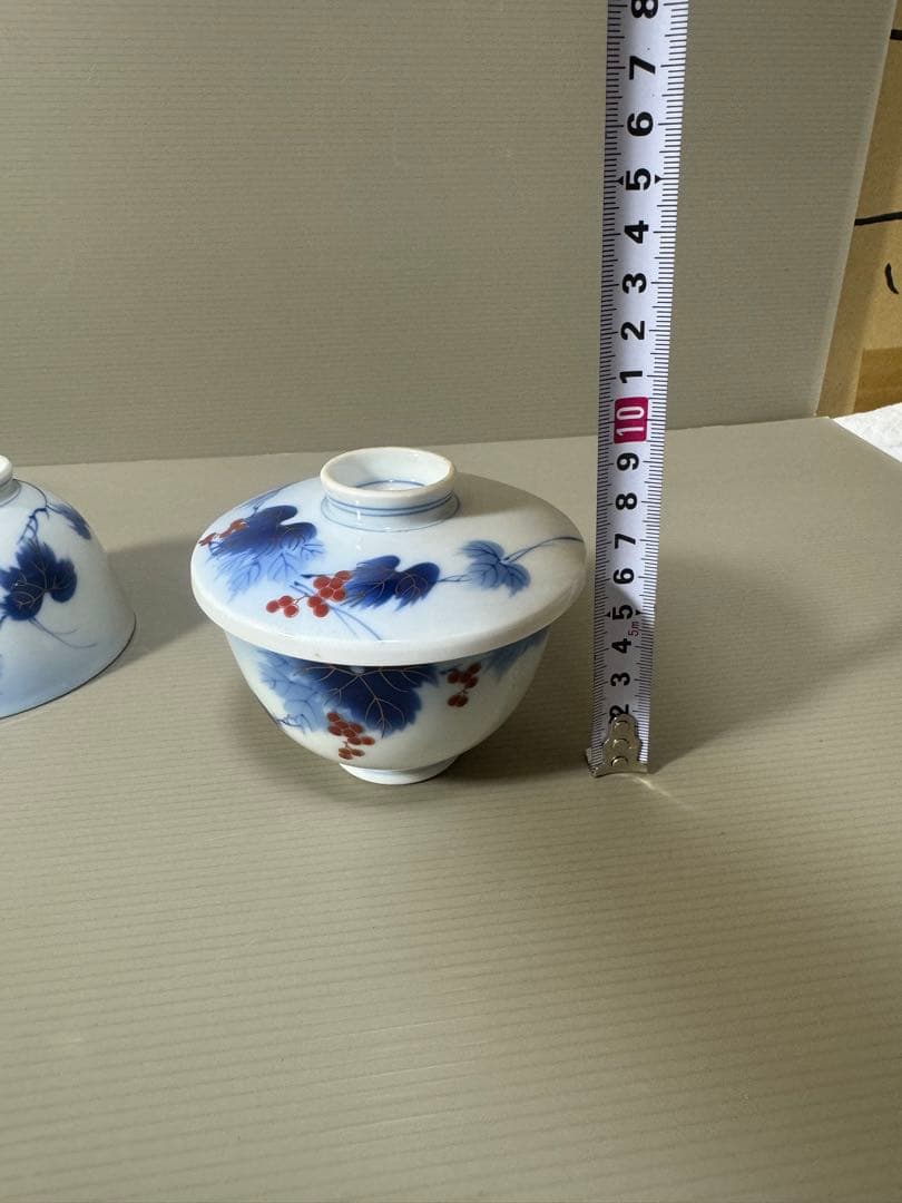 2210 有田焼 芳祥堂特製　葡萄瑠璃　湯呑蓋付　5客