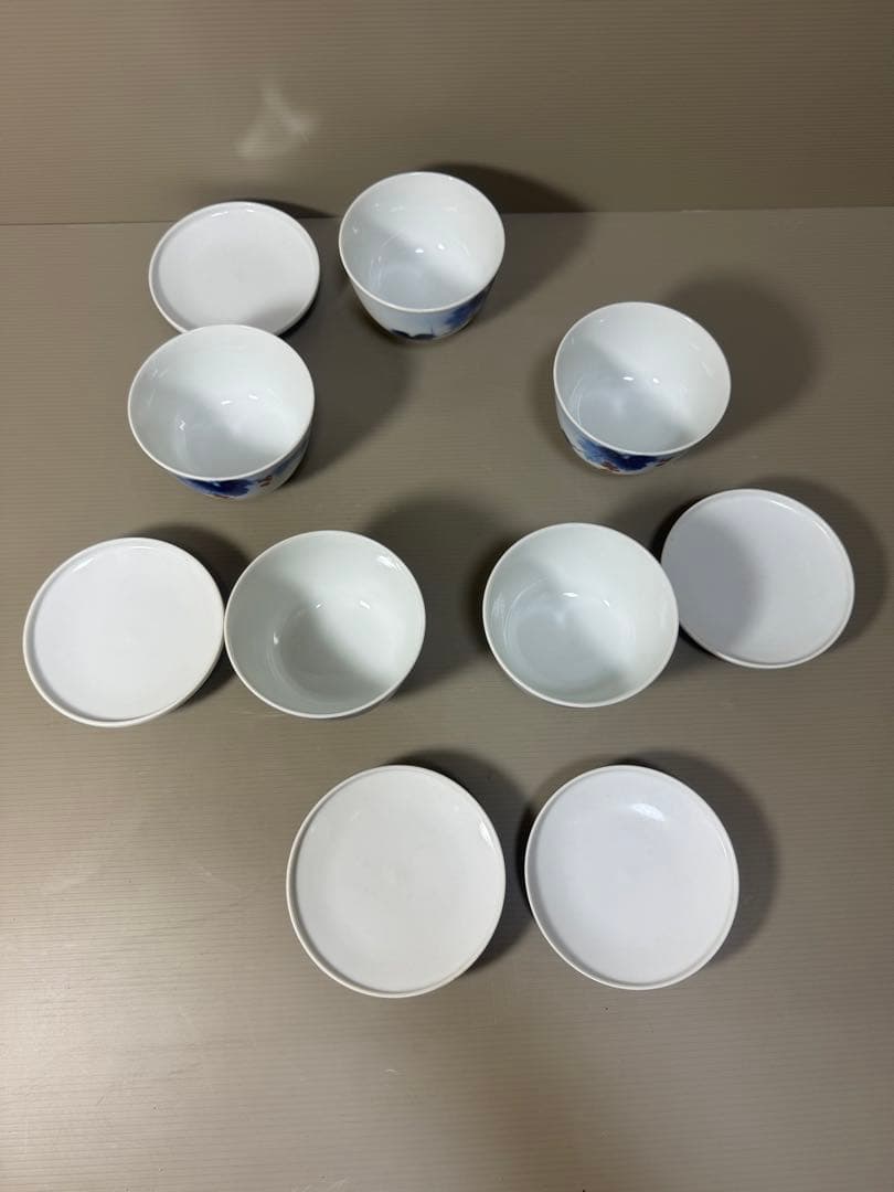 2210 有田焼 芳祥堂特製　葡萄瑠璃　湯呑蓋付　5客