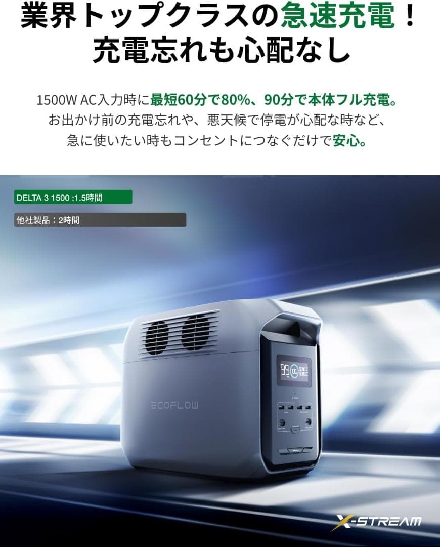 EcoFlow ポータブル電源 DELTA 3 1500 エコフロー