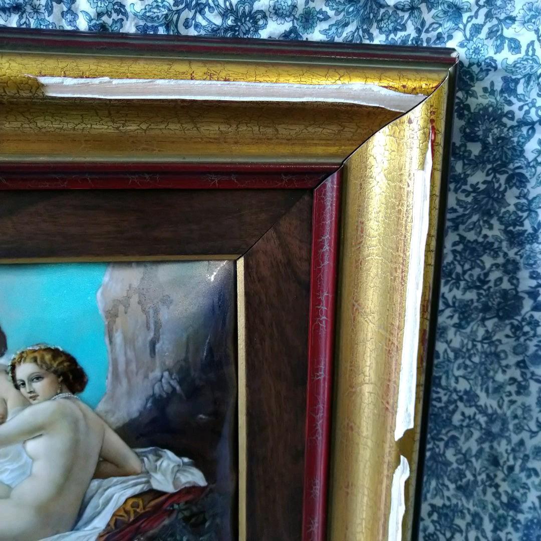 ✤リモージュ額入りエマイユ銅版画✤「ふたりの裸婦」✤