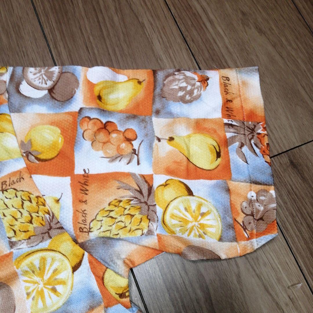 Black & White フルーツ柄ポロシャツ L