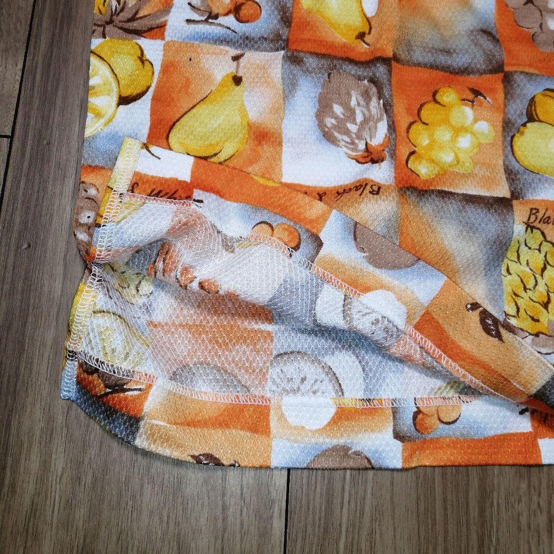 Black & White フルーツ柄ポロシャツ L