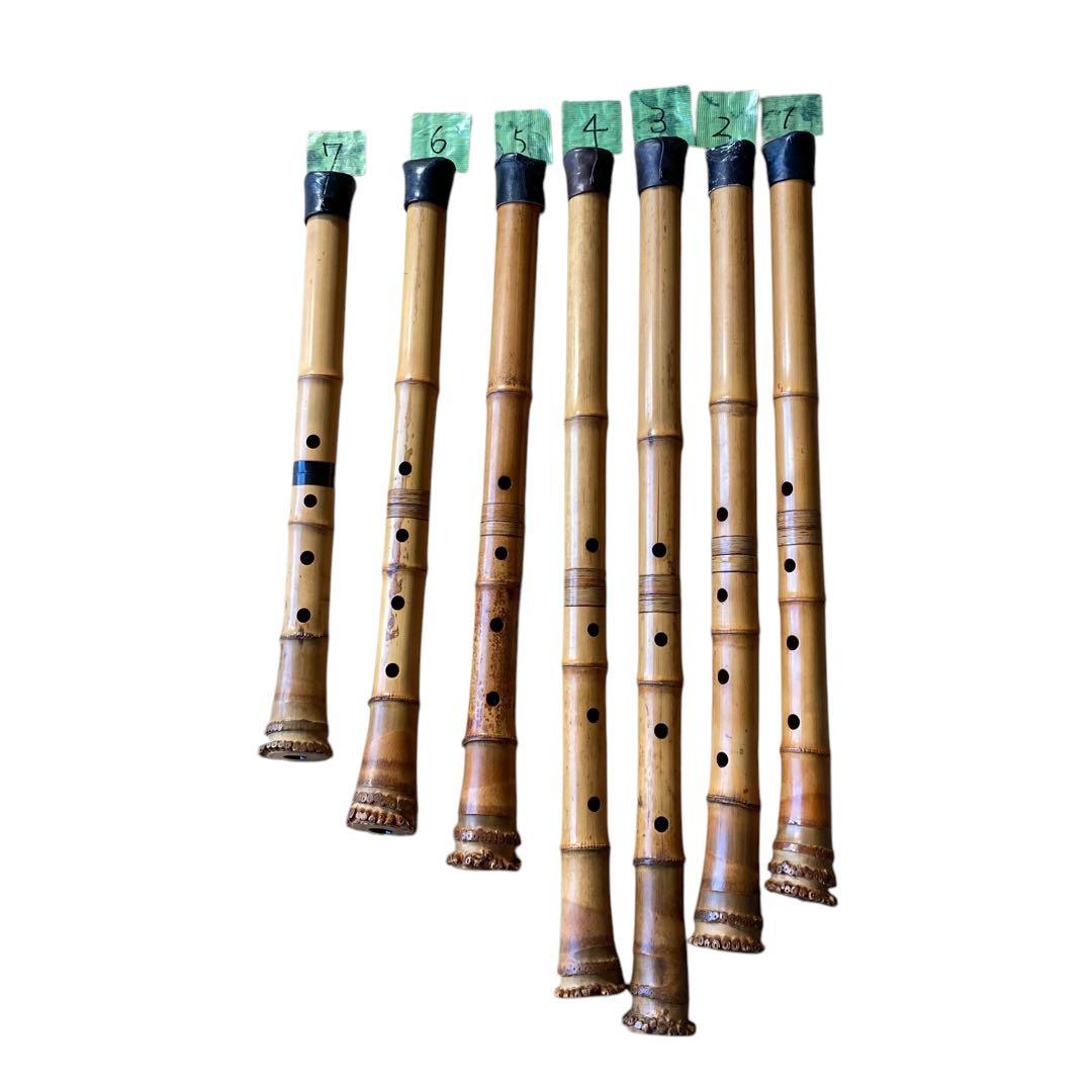 遠藤晏弘　尺八　7本　竹製　ハードケース付き