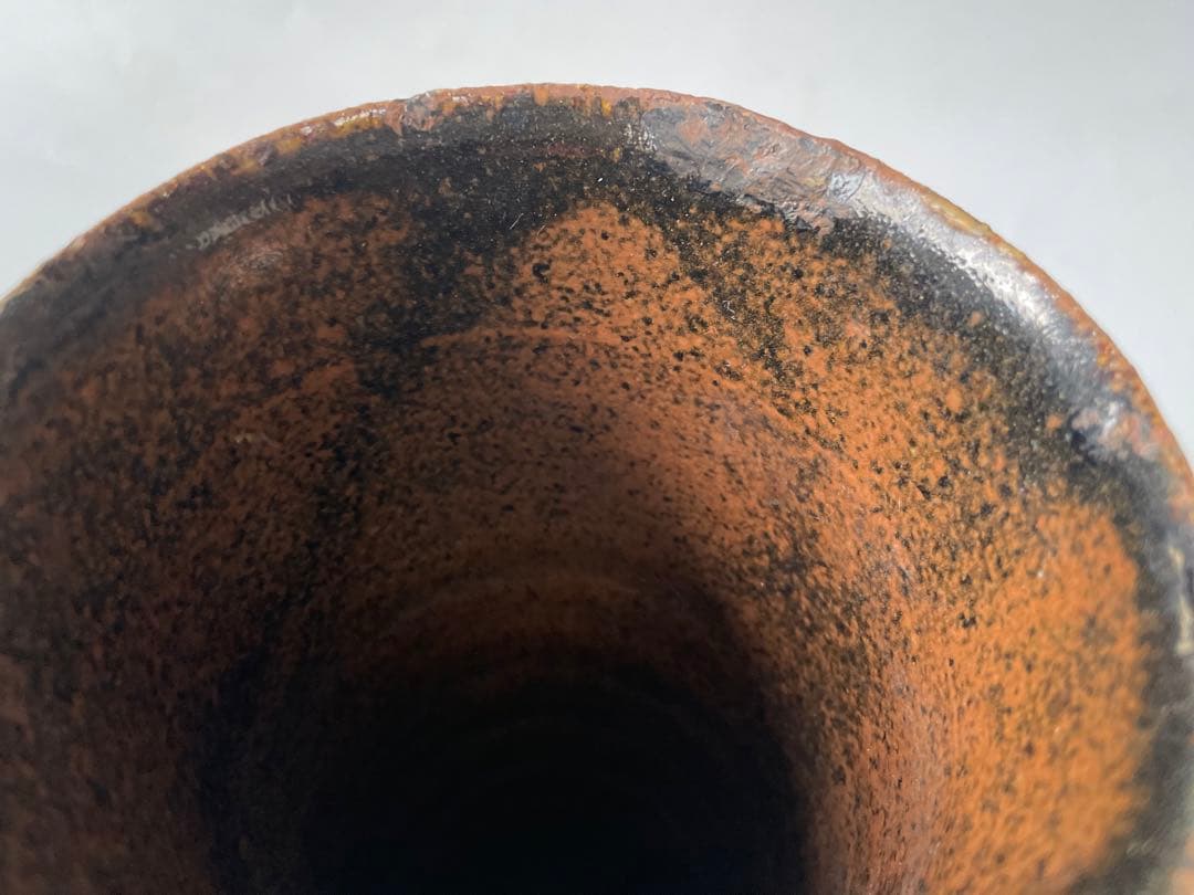 陶芸家　加守田章二　灰釉　筒花入　花瓶　花器　箱なし　益子焼