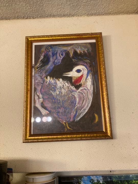 シャガールの模写、額入り、パステル画