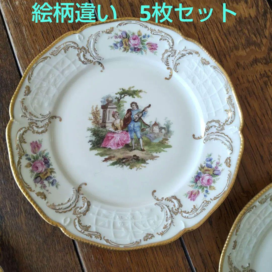 ヴィンテージ磁器プレート5枚セット ローゼンタール　1920年代 金彩手描き