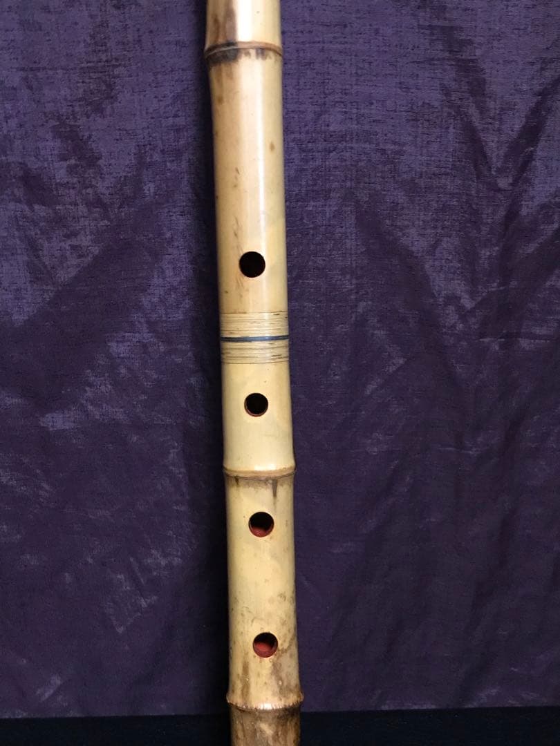 ⭐️都山流尺八　真山銘2印　銀縁唄口　長さー約61.5センチ　2尺管　古い尺八
