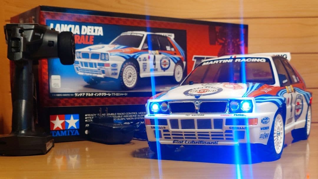 田宮RCランチアデルタインテグラーレLEDライト付＆プロポバッテリ…完成品セット